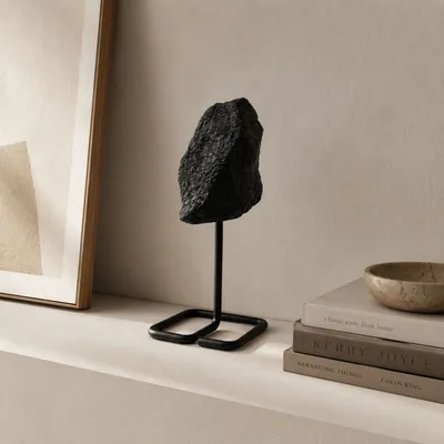 Mineral Specimen on Metal Stand - Nero Tourmaline — foto 1