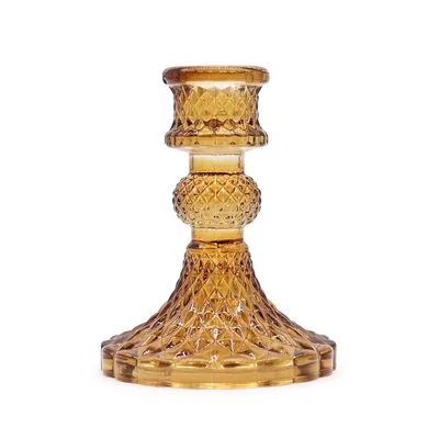 Set of 2 Vintage Dinner Candela Porta Antique Ambra