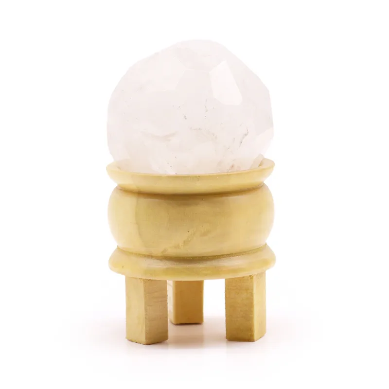 Gemstone Faceted Healing Ball & Stand Rock Quartz