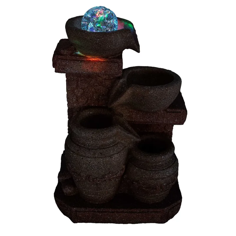 Tabletop Water Feature -19x14x27cm Cascading Pots Meditarian Style — foto 2