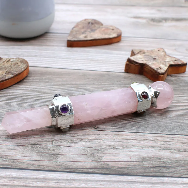 Hexagonal Crystal Healing Wand 12cm Rosa Quartz — foto 1