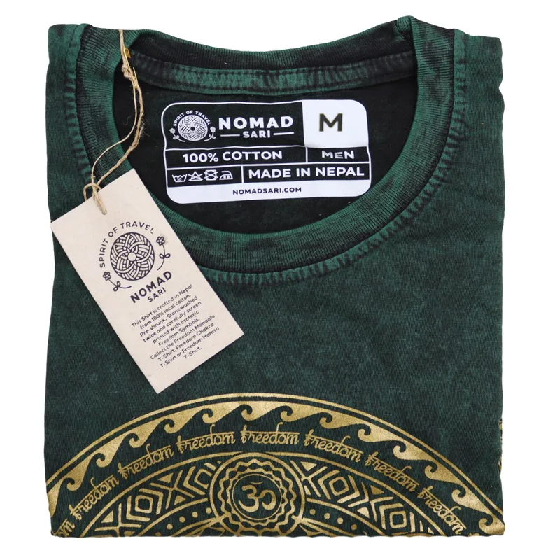 Nomad Sari Stonewashed Cotton T-Shirt – Chakra – Verde – Medium — foto 1