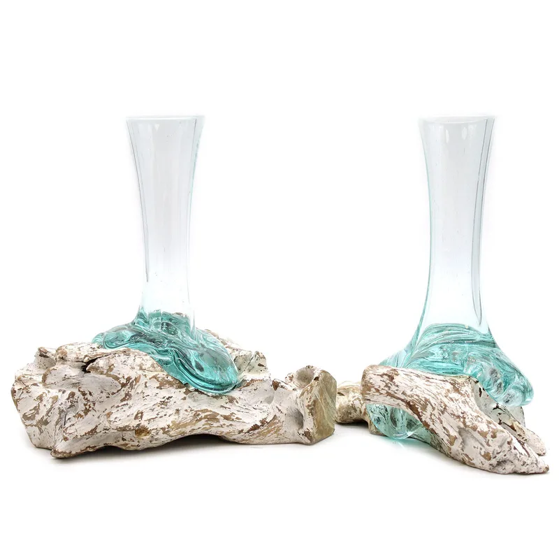 Molten Glass on Whitewash Legno Vase Medium — foto 6
