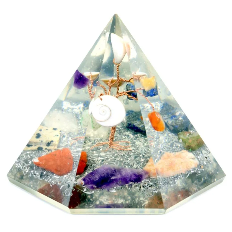 Orgonite 7 sided Pyramid Gemstone Wisdom Albero 90 mm