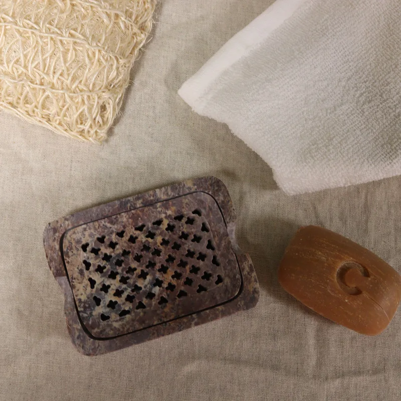 Soapstone Sapone Dish & Drainer 11x8cm- Classic Square — foto 6