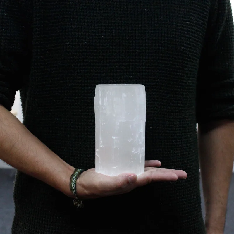 Selenite Cylinder Candela Porta 15 cm — foto 1