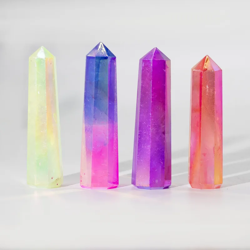 Gemstone Obelisk Point approx 9cm Aurura Crystal Quartz Peach — foto 1