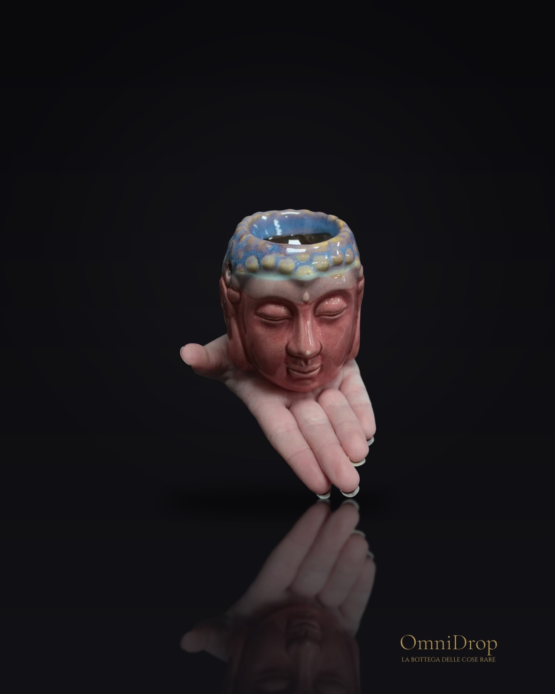 Bruciatore di oli Buddha Rosa e Verde Acqua, un rituale di armonia e pace interiore