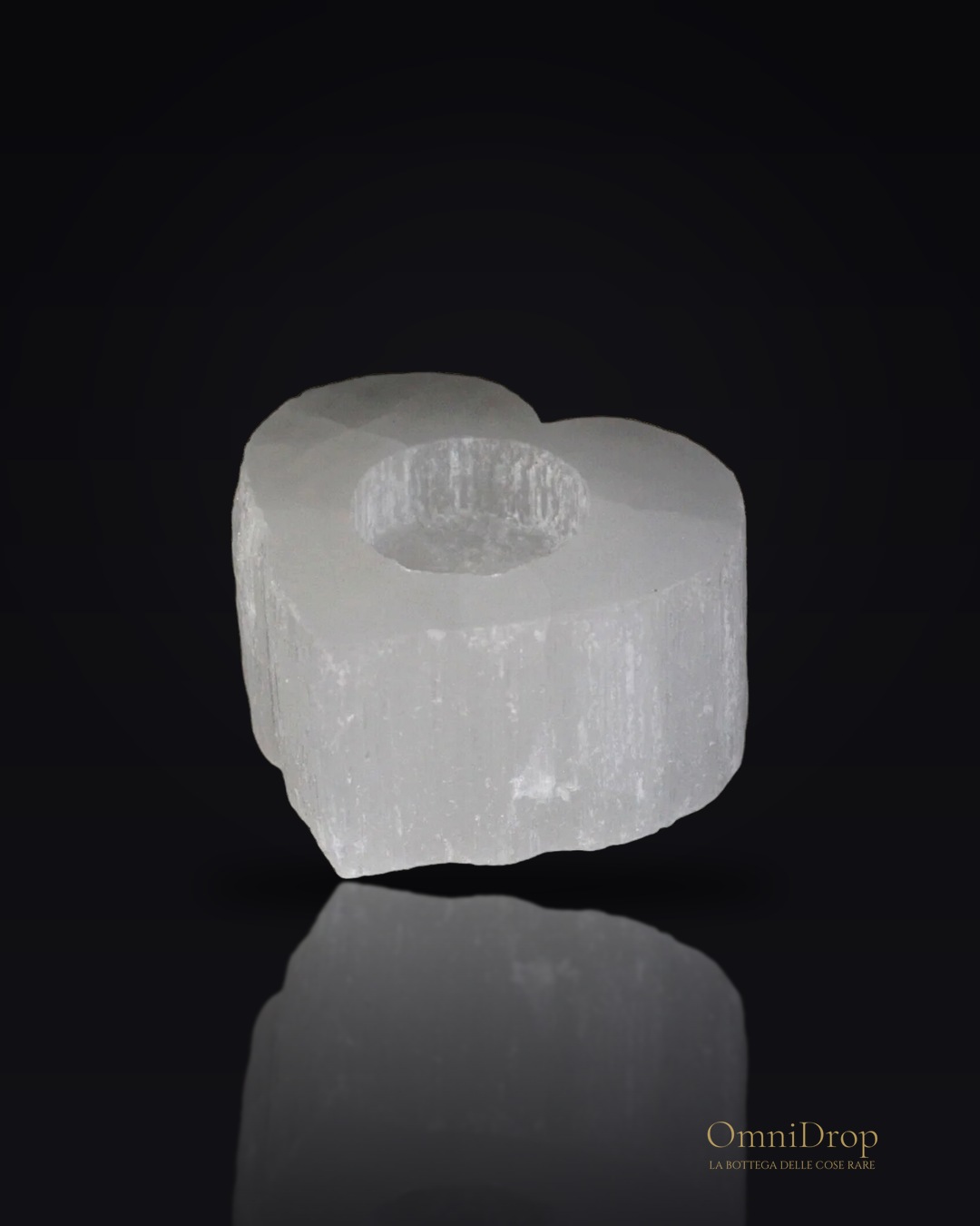 Candela di selenite puro, per purificare l'ambiente