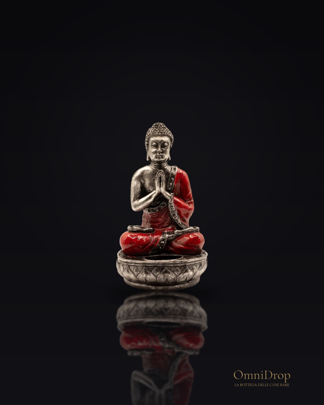 Candela Buddha Porta rosso medio, luce avvolgente per accendere la serenità