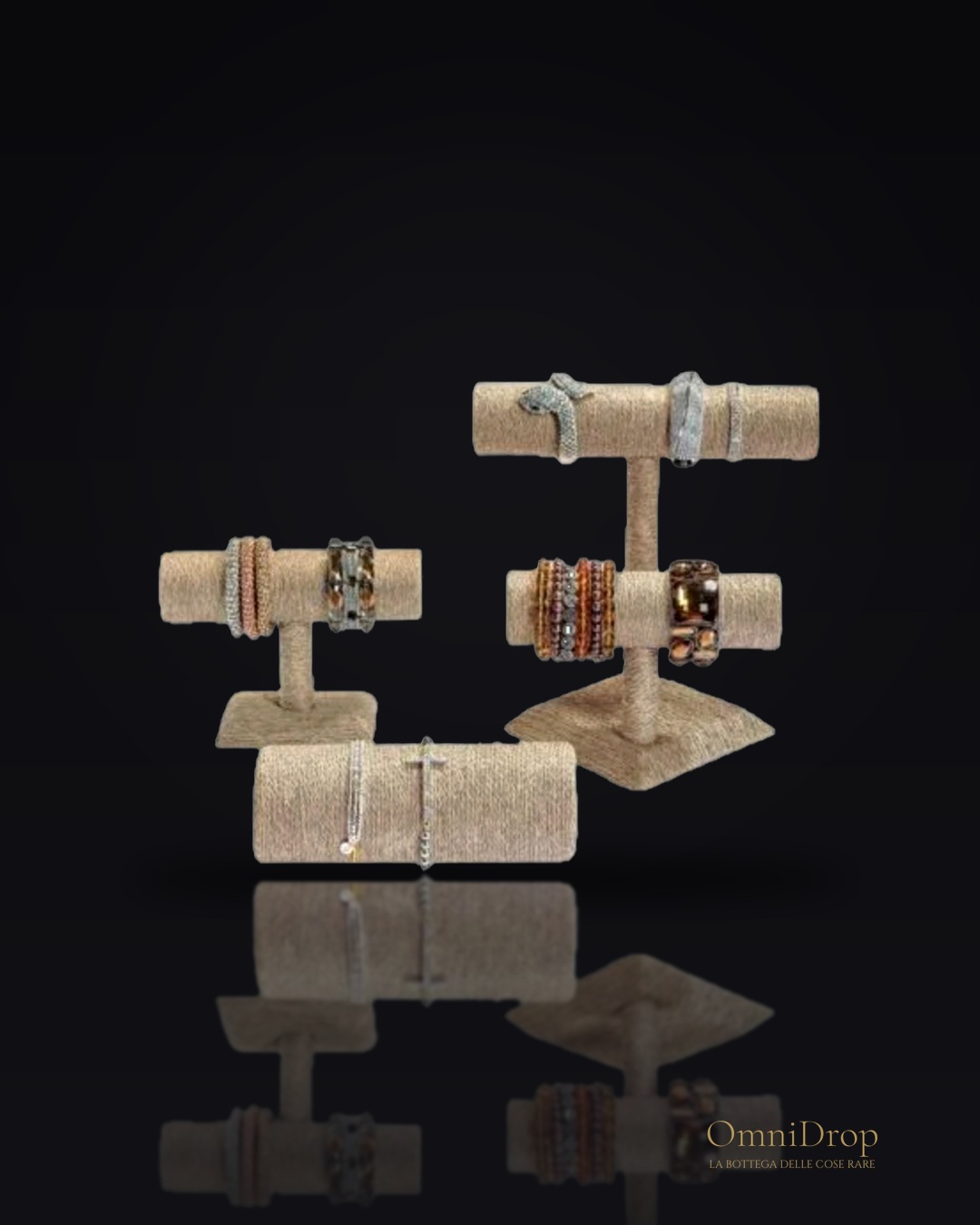 Bracciale rigido a T color crema, talismano d'equilibrio e grazia