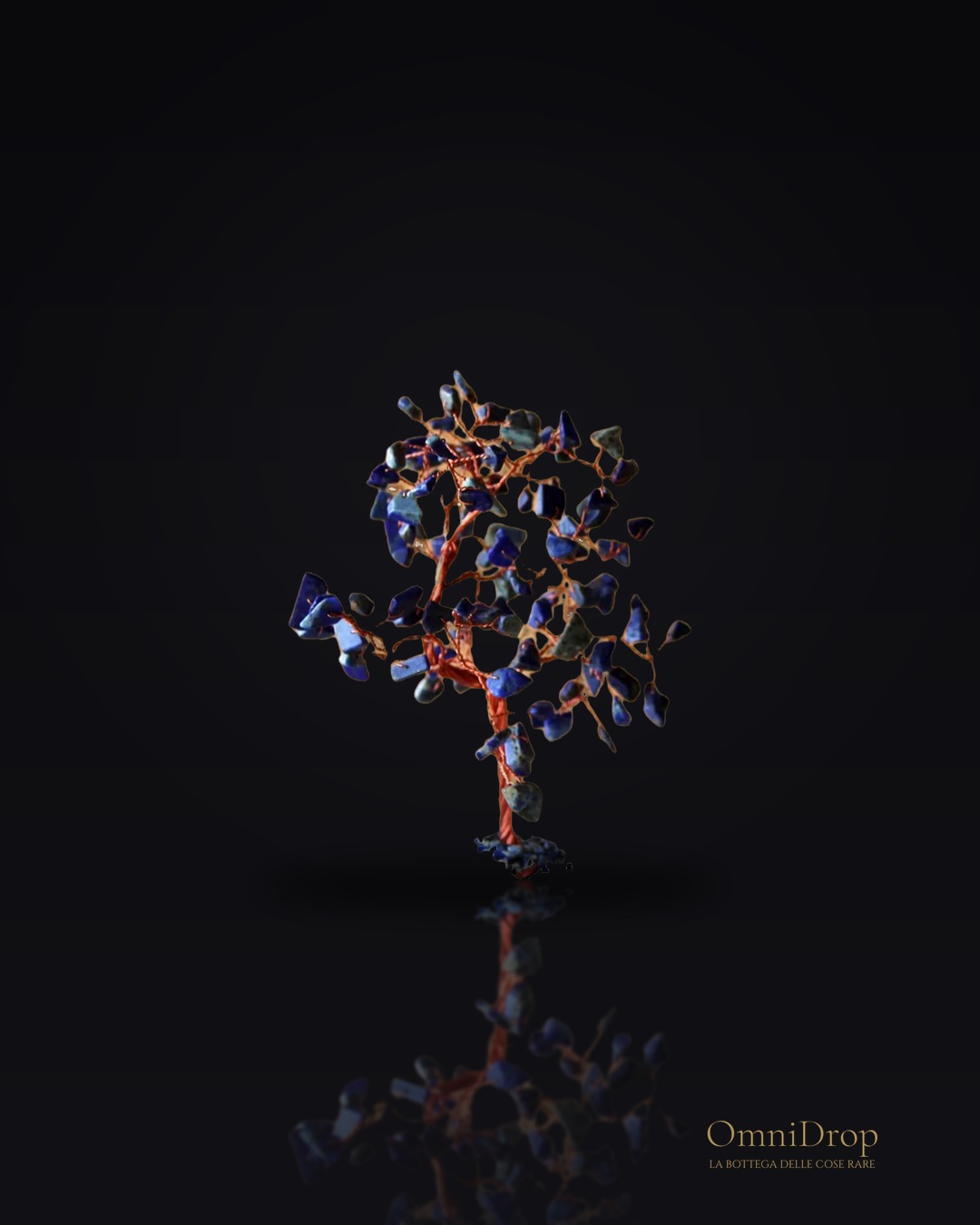 Albero di Sodalite su base di Agata Blu, per l'armonia e l'intuizione spirituale