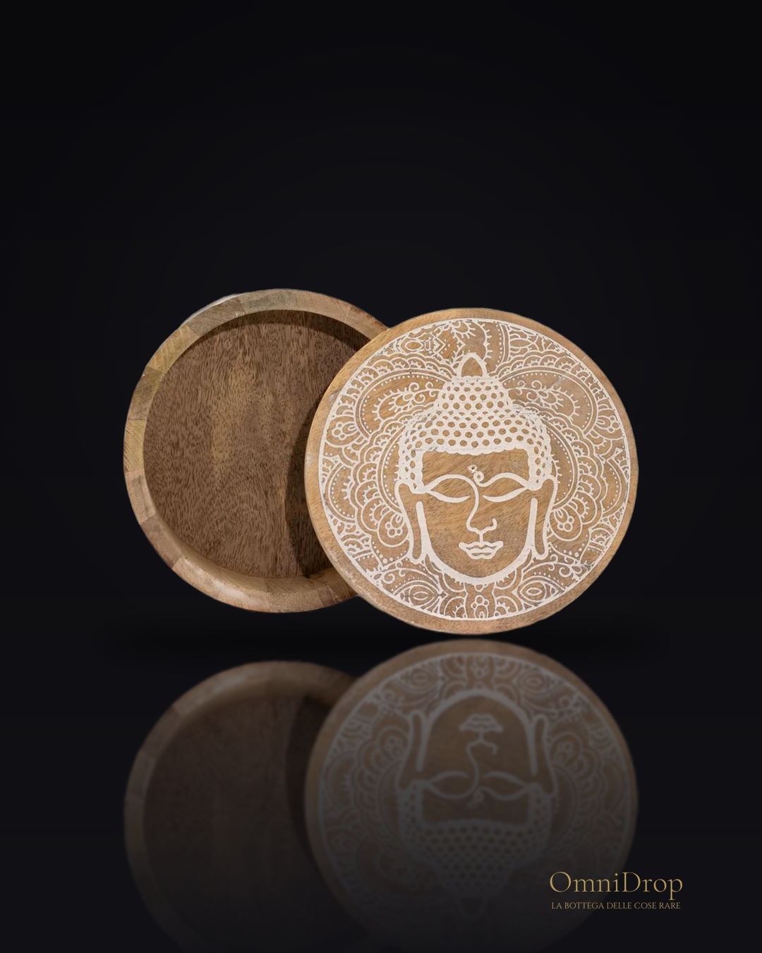 Serenità in casa: scatola rotonda con volto di Buddha in ceramica bianca per un tocco di calma, per un angolo di pace