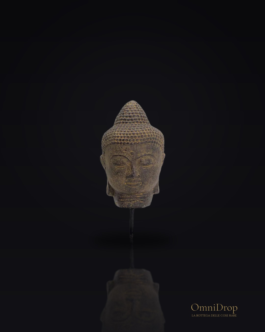 Stillness Buddha Head on Stand - Grey