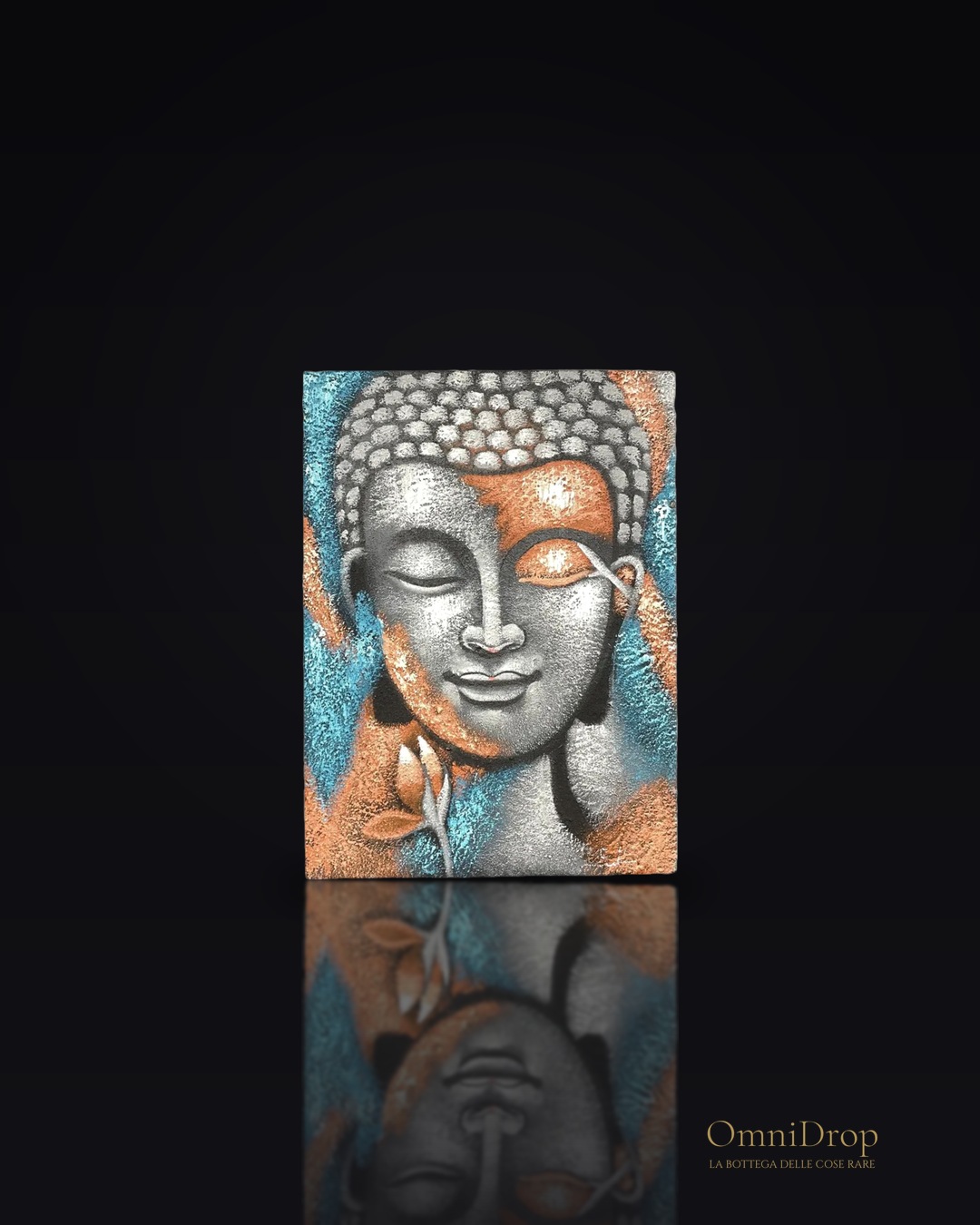 Un tocco di eleganza con il Buddha in argento e rosa oro con fiore, per un ambiente di pace e serenità, per dare elegan