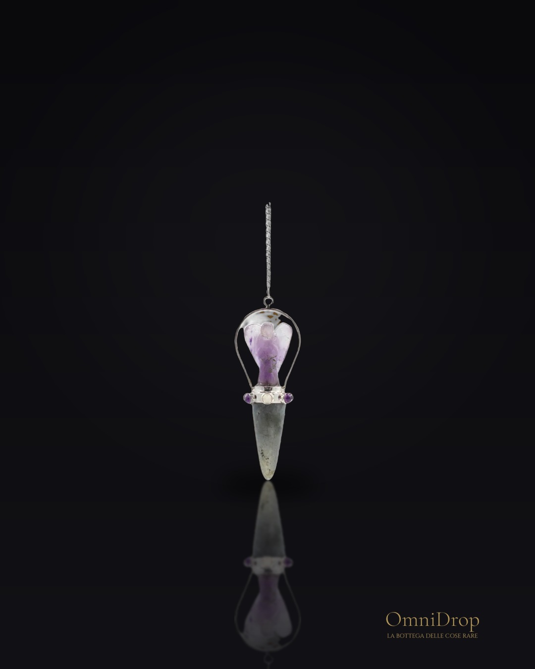 Set di pendolo angelico con labradorite e ametista, per l'allineamento dei chakra