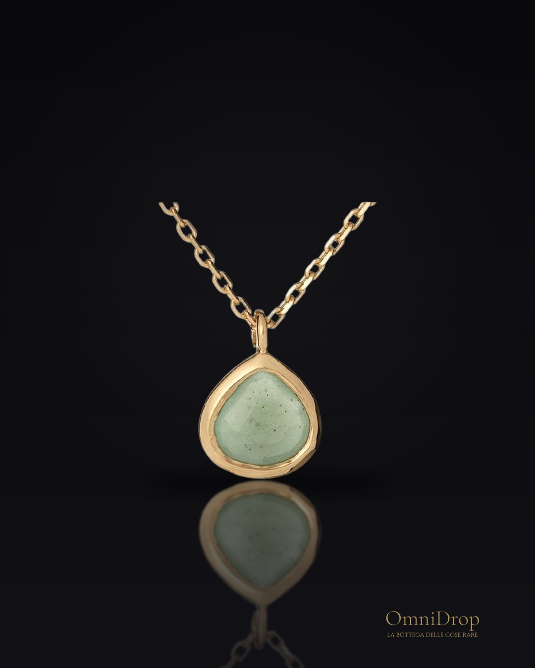 Collana cuore in argento dorato con avventurina verde, per custodire il tuo amore