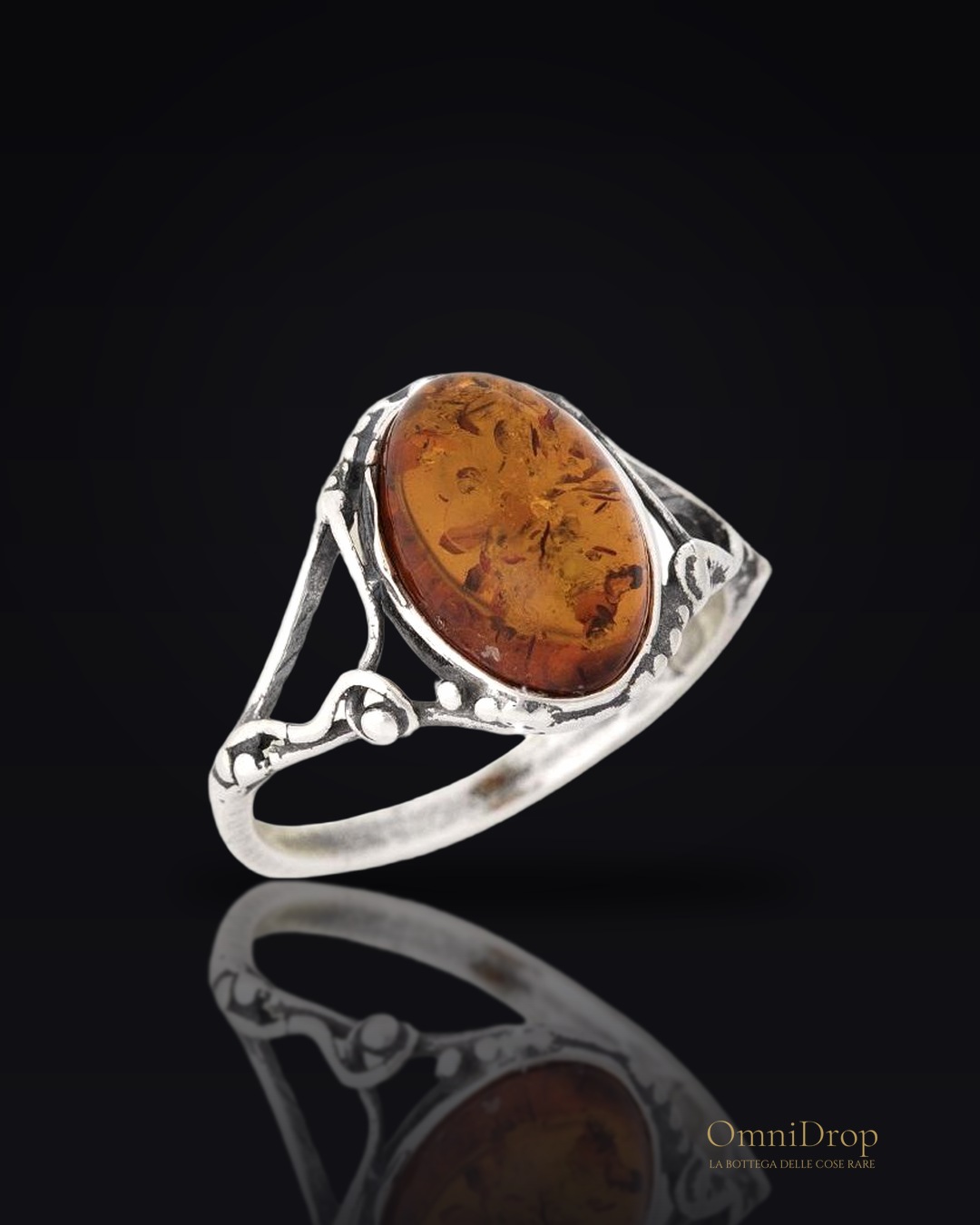 Anello con ambra di ambra del Mar Baltico in argento 925, per tenere con te un ricordo di casa