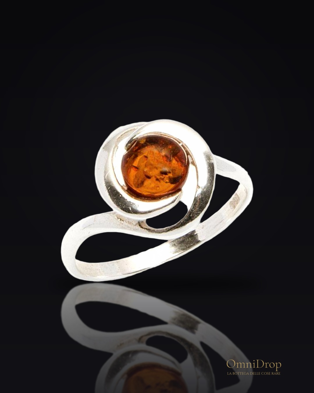Anello ambra cognac Mar Baltico, ricordo del mare