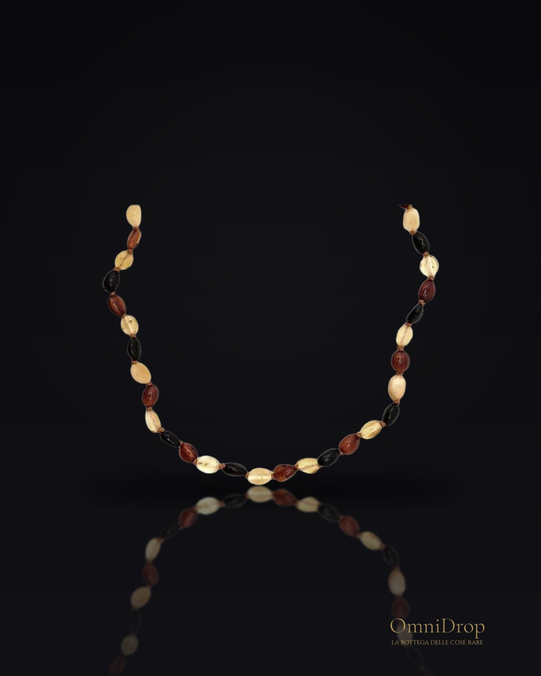 Collana d’ambra oliva multicolore per bambini, per custodire i sogni di crescita