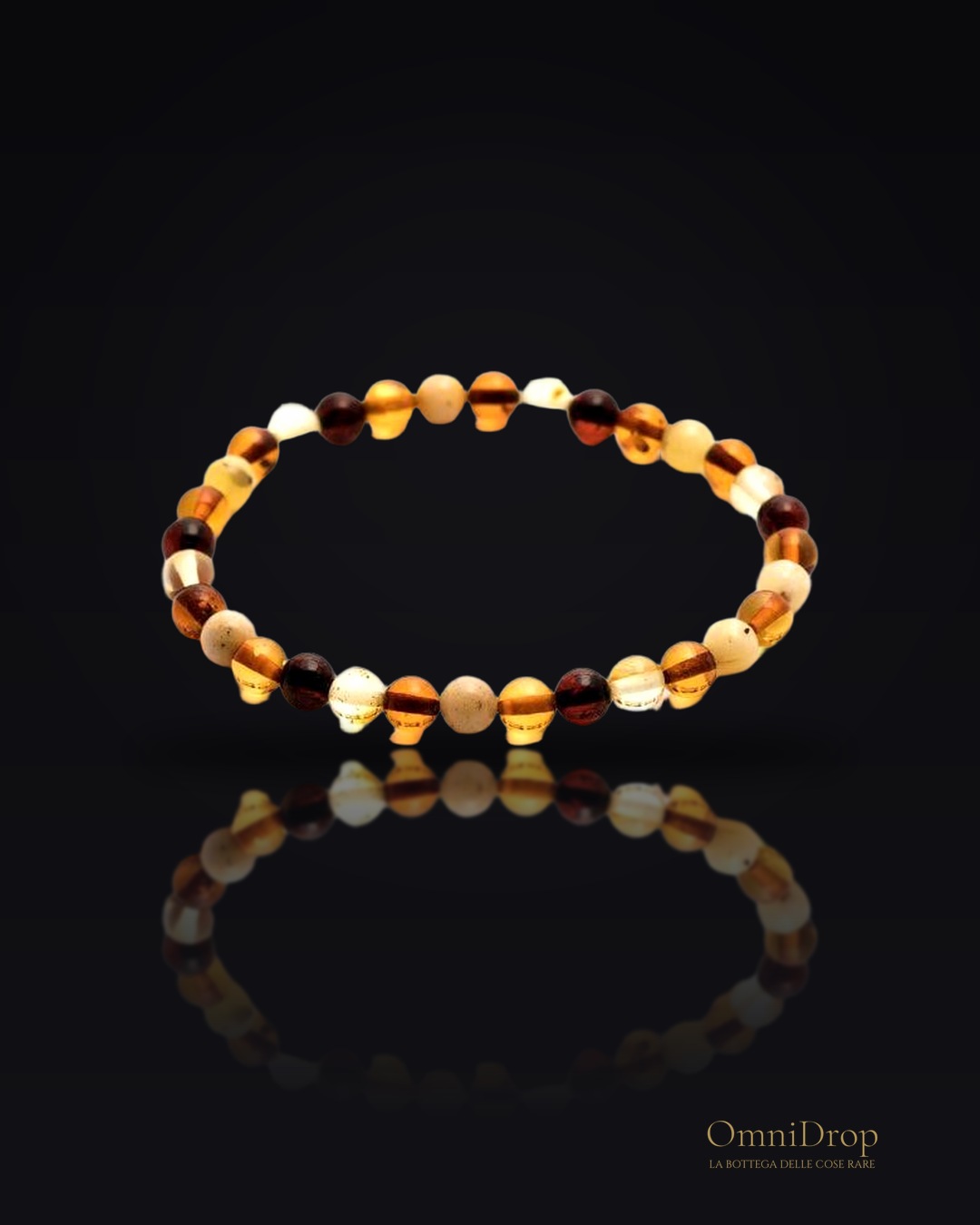 Bracciale di ambra multicolore, 18‑19 cm, per custodire la luce interiore