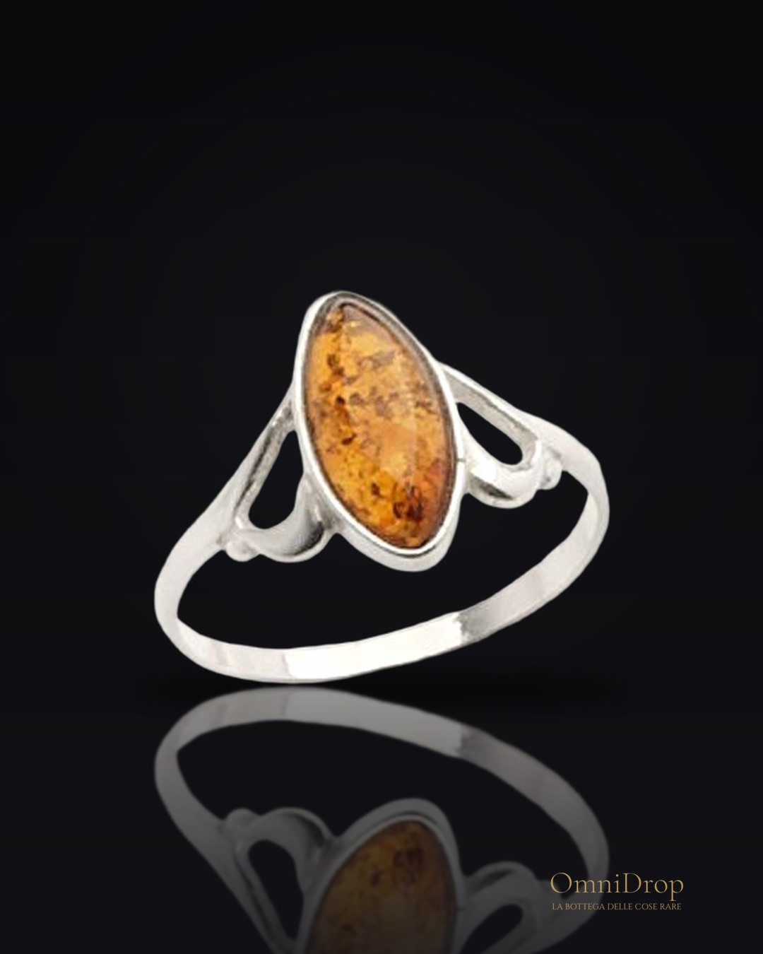 Anello ambra cognac, ricordo del Mar Baltico