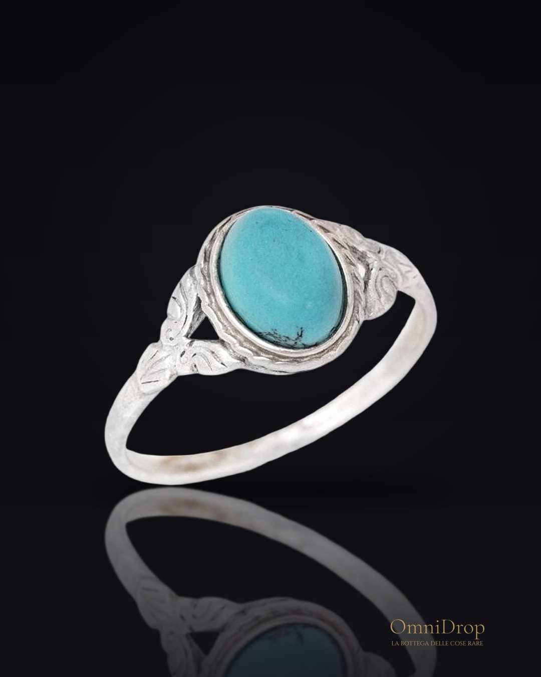 Anello turchese naturale ricostituito, per evocare luoghi d'infanzia