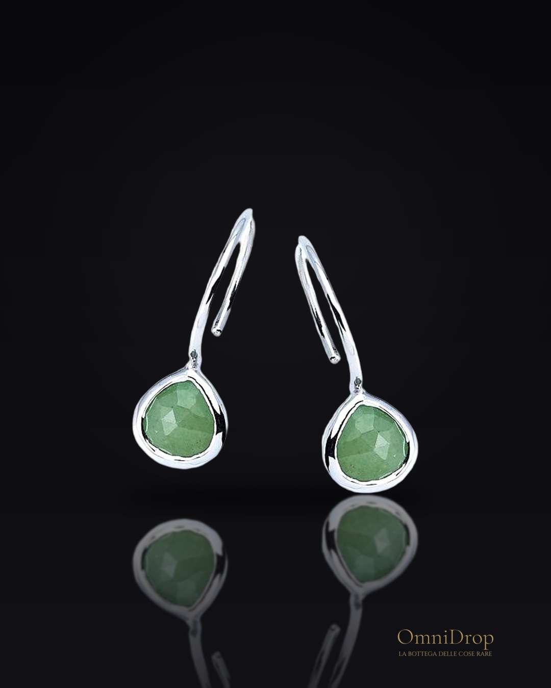 Orecchini cuore avventurina verde, per portare con te un'amore infinita