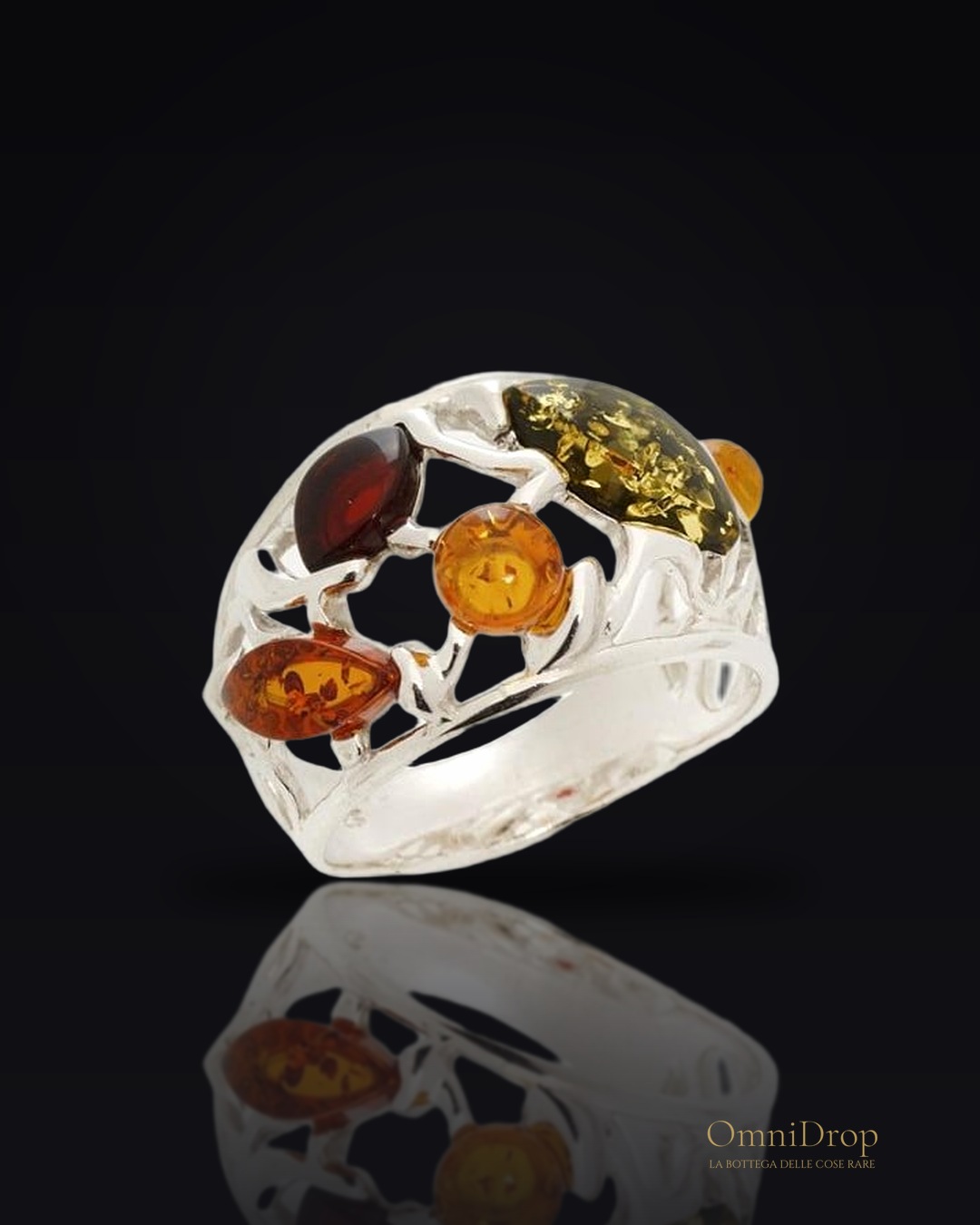 Anello ambra multicolore Baltica, per preservare i ricordi