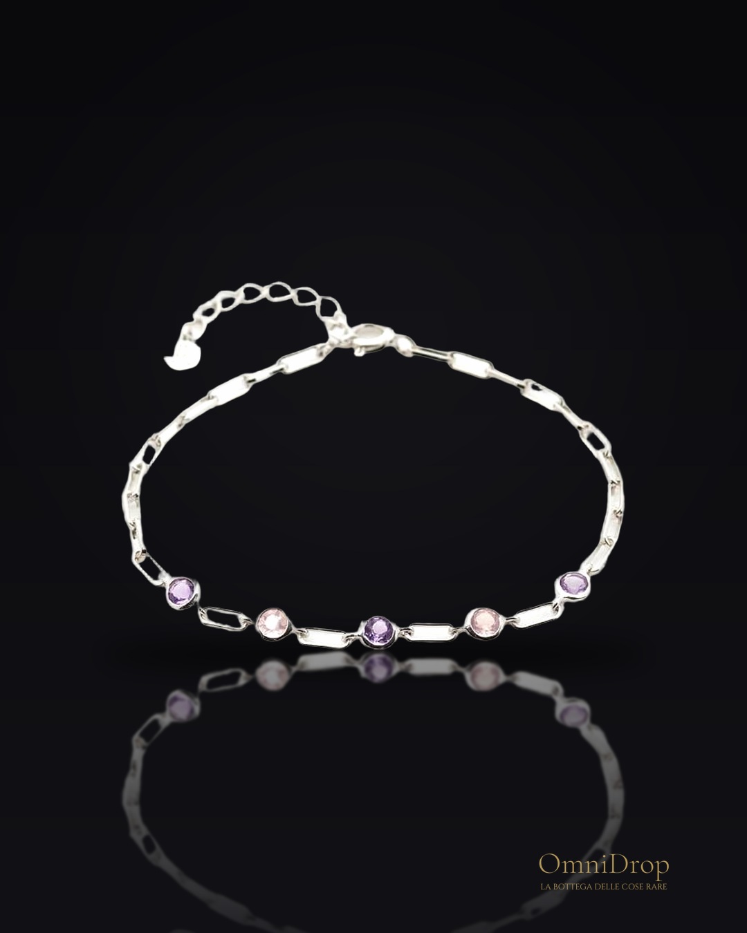 Bracciale Ametista e Quarzo Rosa, Sogno Rosso
