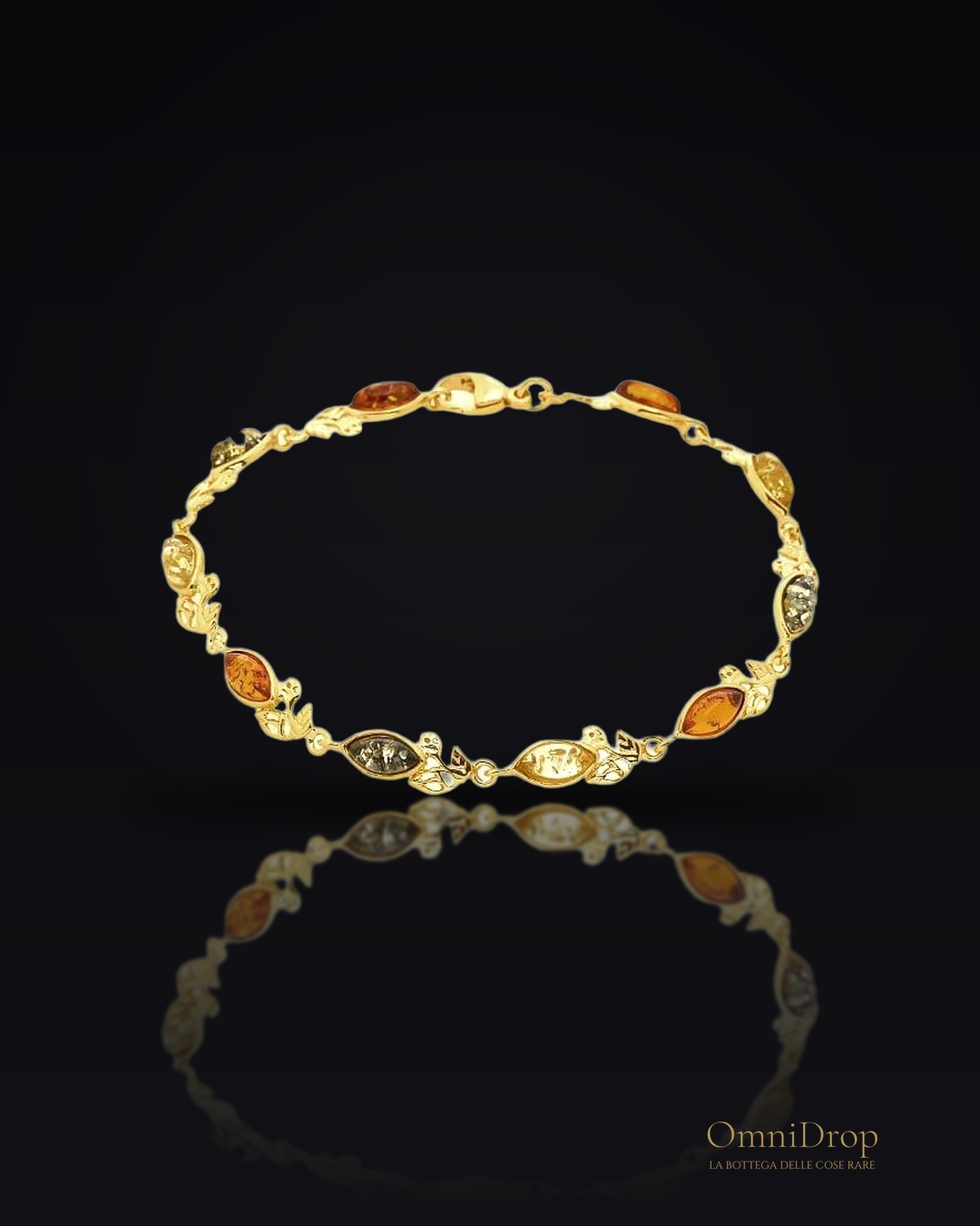 Bracciale ambra multicolore, per evocare il sole