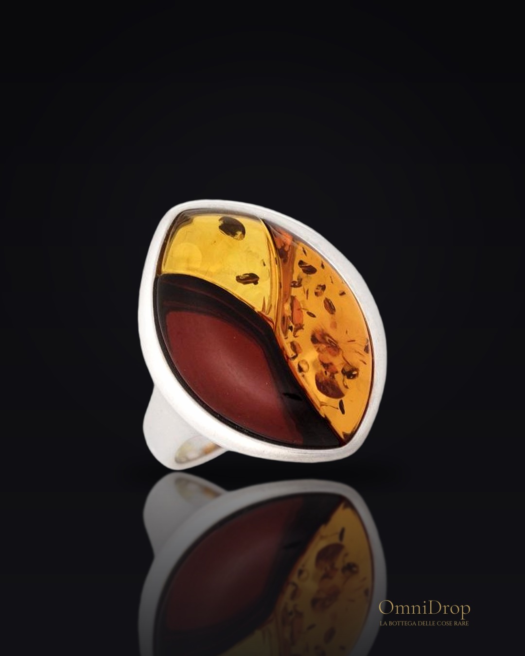 Anello ambra multicolore, per portare la natura in ogni momento