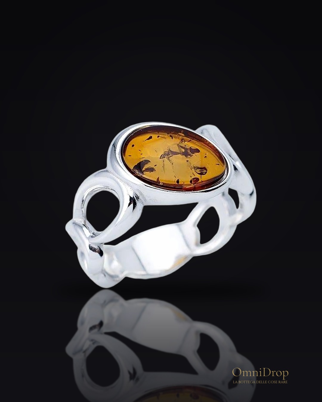 Anello ambra cognac Mar Baltico, per preserve un ricordo