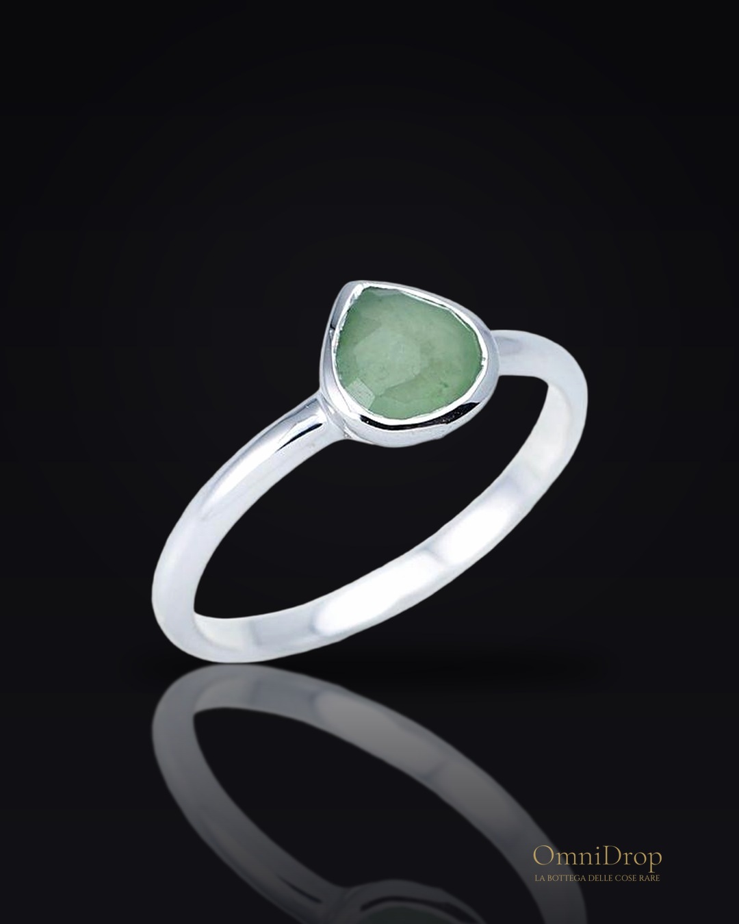 Anello cuore avventurina verde, per custodire il tuo amore