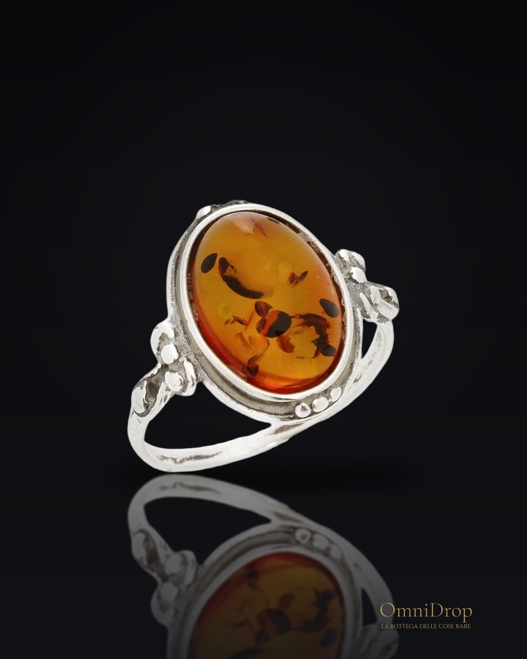 Anello ambra cognac Mar Baltico, ricordo del mare