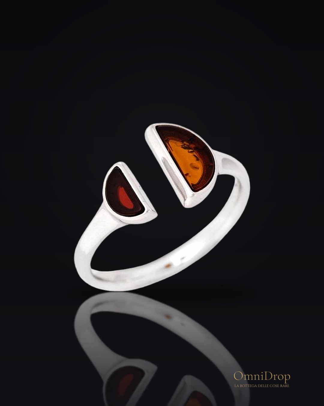 Anello ambra cognac Mar Baltico, per portare le storie del mare
