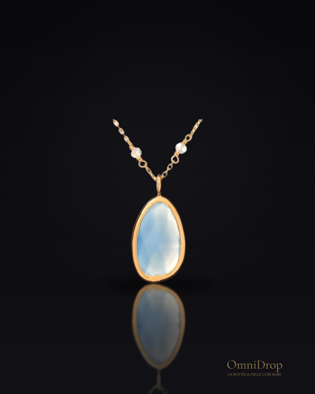 Collana Calcedonio e Pietra di Luna Rosa, Per Regalar Ti Sei