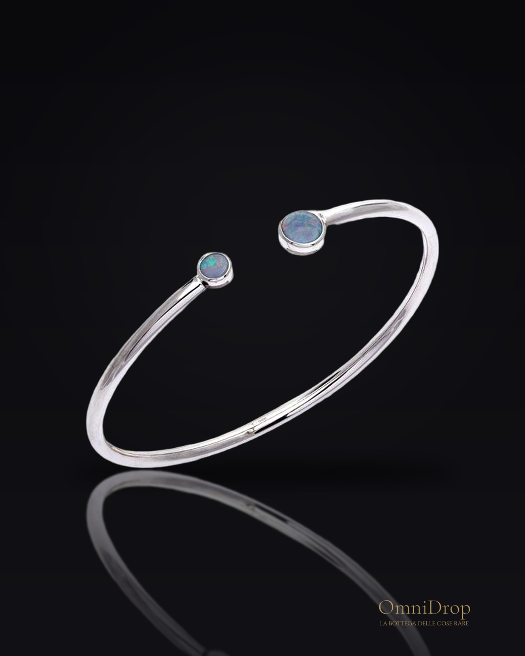 Bracciale con doppietto rotondo opale blu, per custodire i tuoi sogni