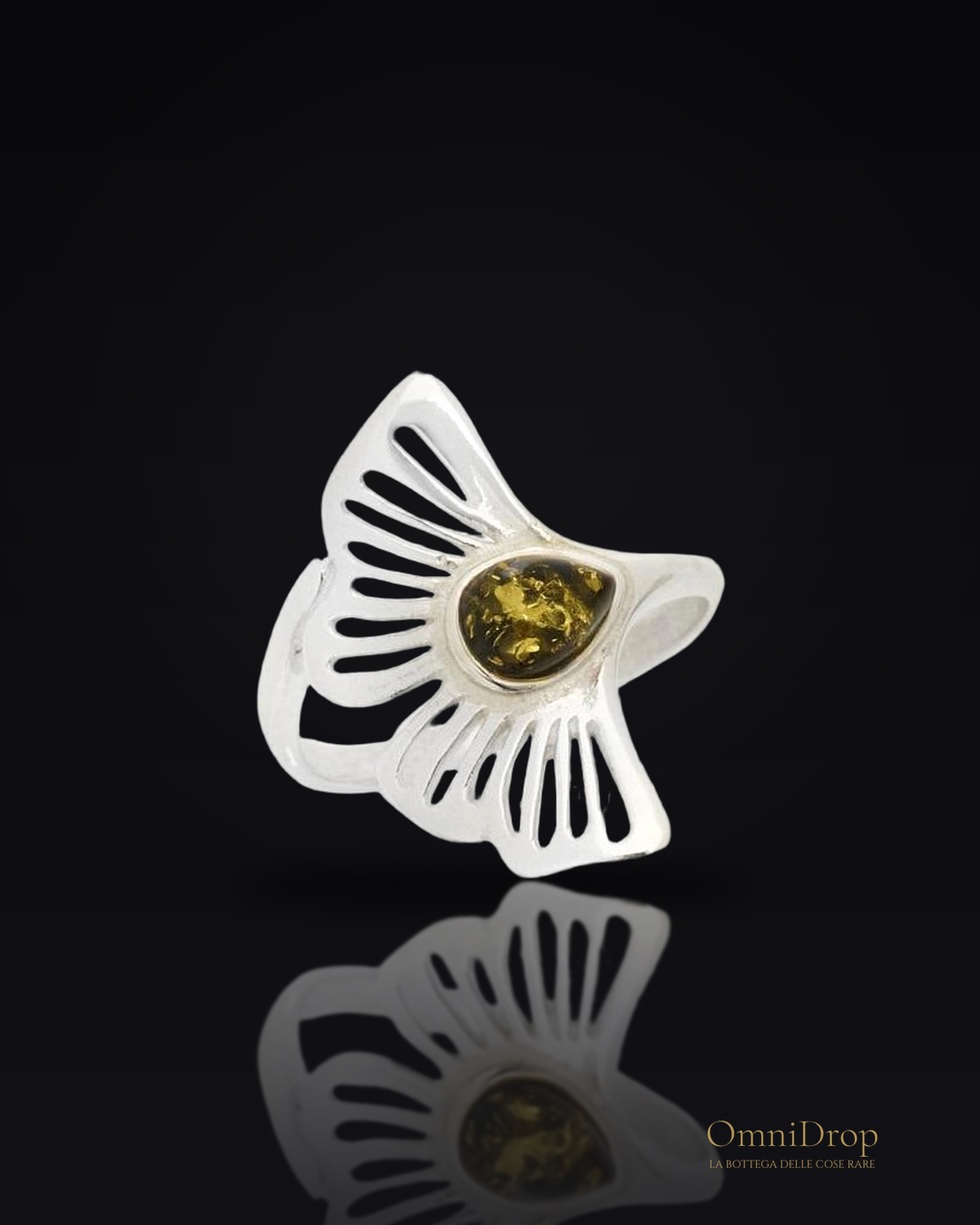 Anello Gingko, Ambra verde naturale, Per conservare i ricordi