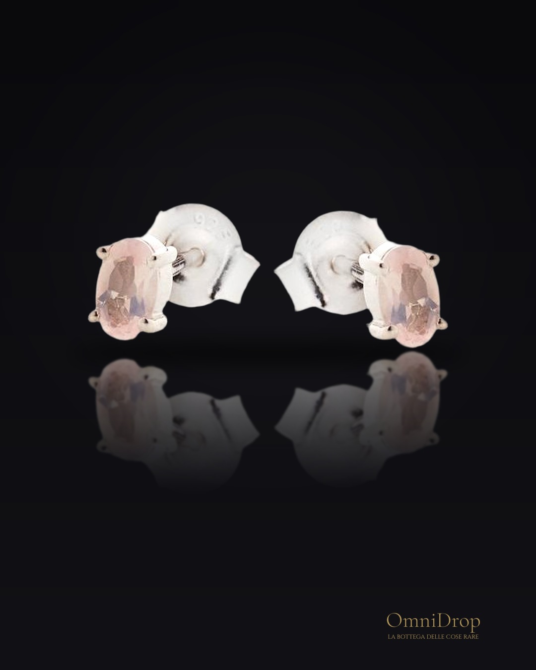Orecchini in argento 925 rodiato con quarzo rosa naturale, per accendere la tua dolcezza