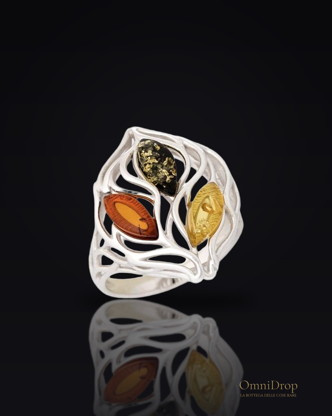 Anello ambra multicolore, per portare il mare vicino