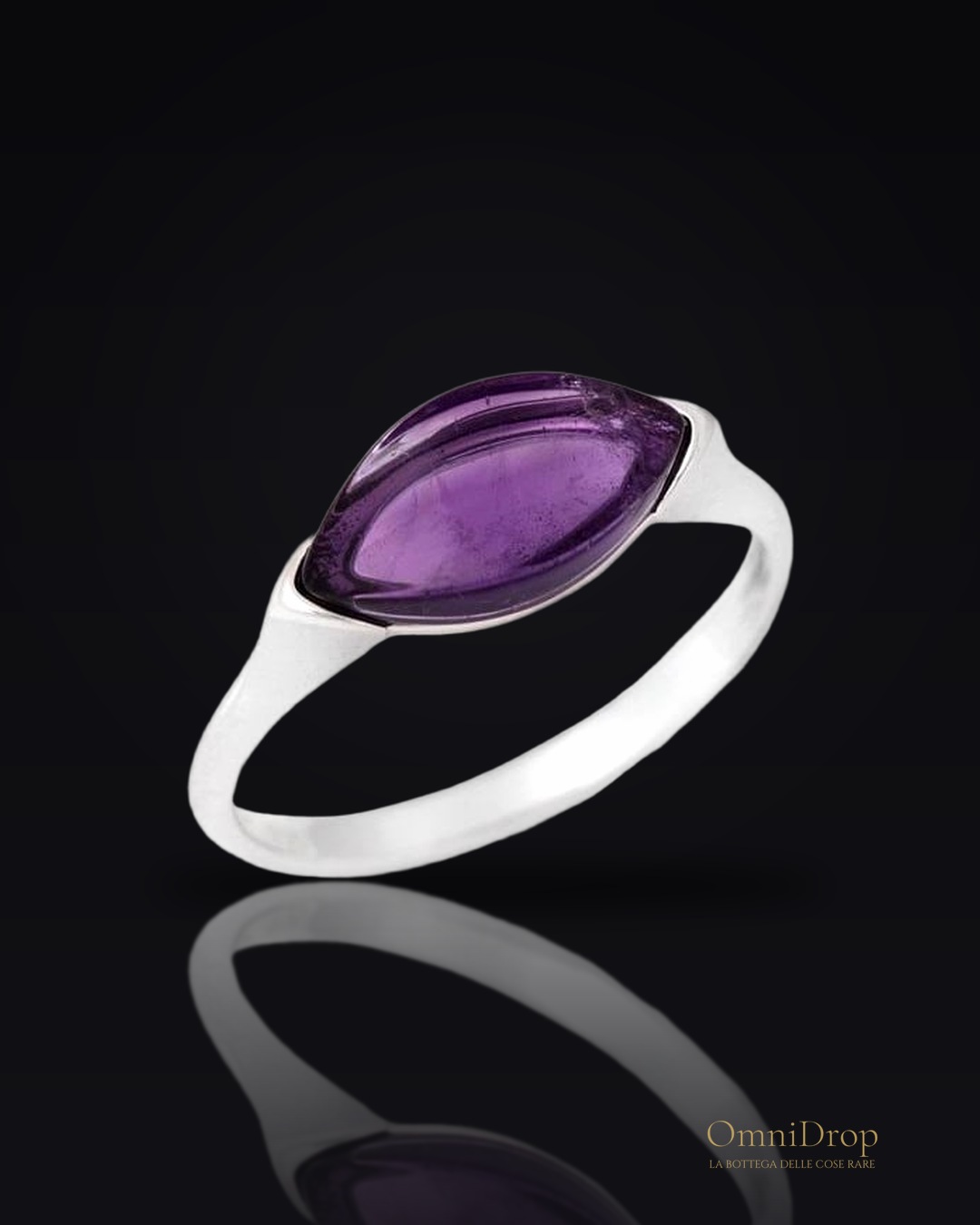 Anello goccia ametista viola, per onorare la vera temina
