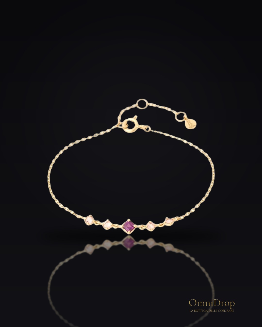 Bracciale granato e quarzo rosa, intensità dolcezza