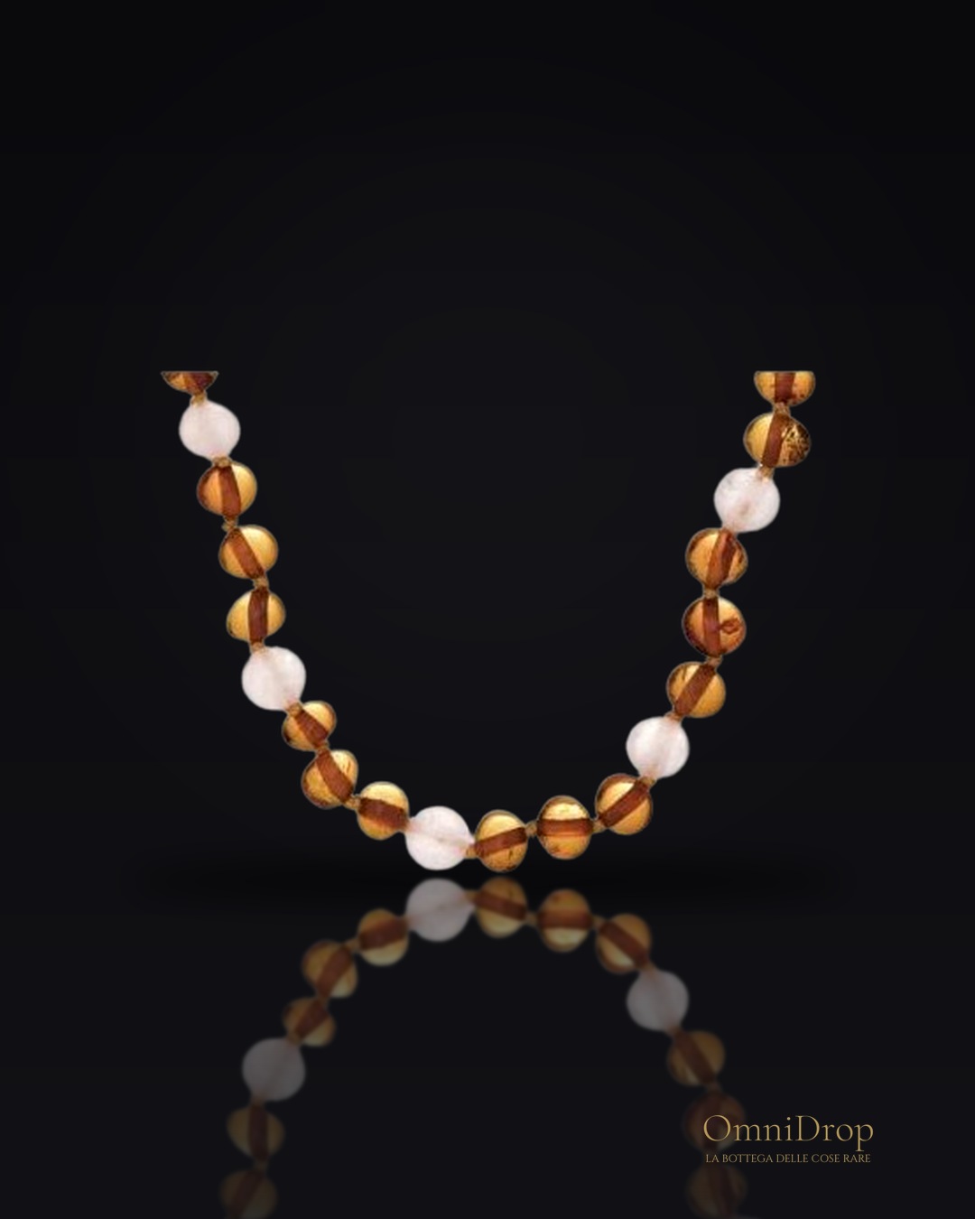 Collana ambra e quarzo rosa, per trasmettere la tua essenza