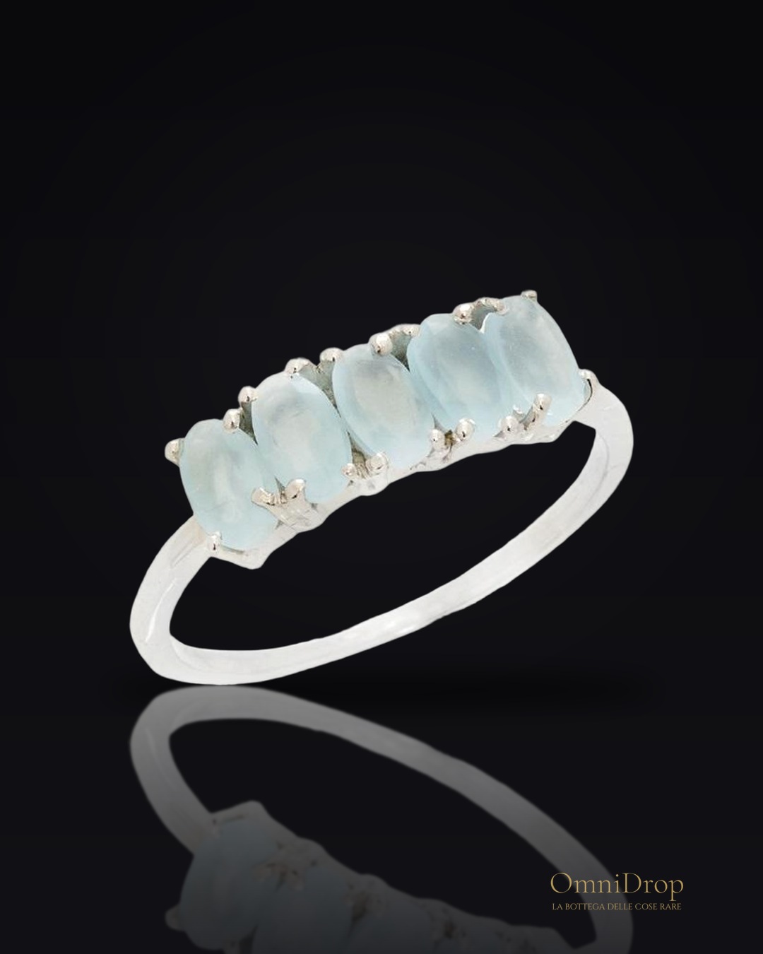Anello calcedonia blu naturale, per intrattenerizzare il destino