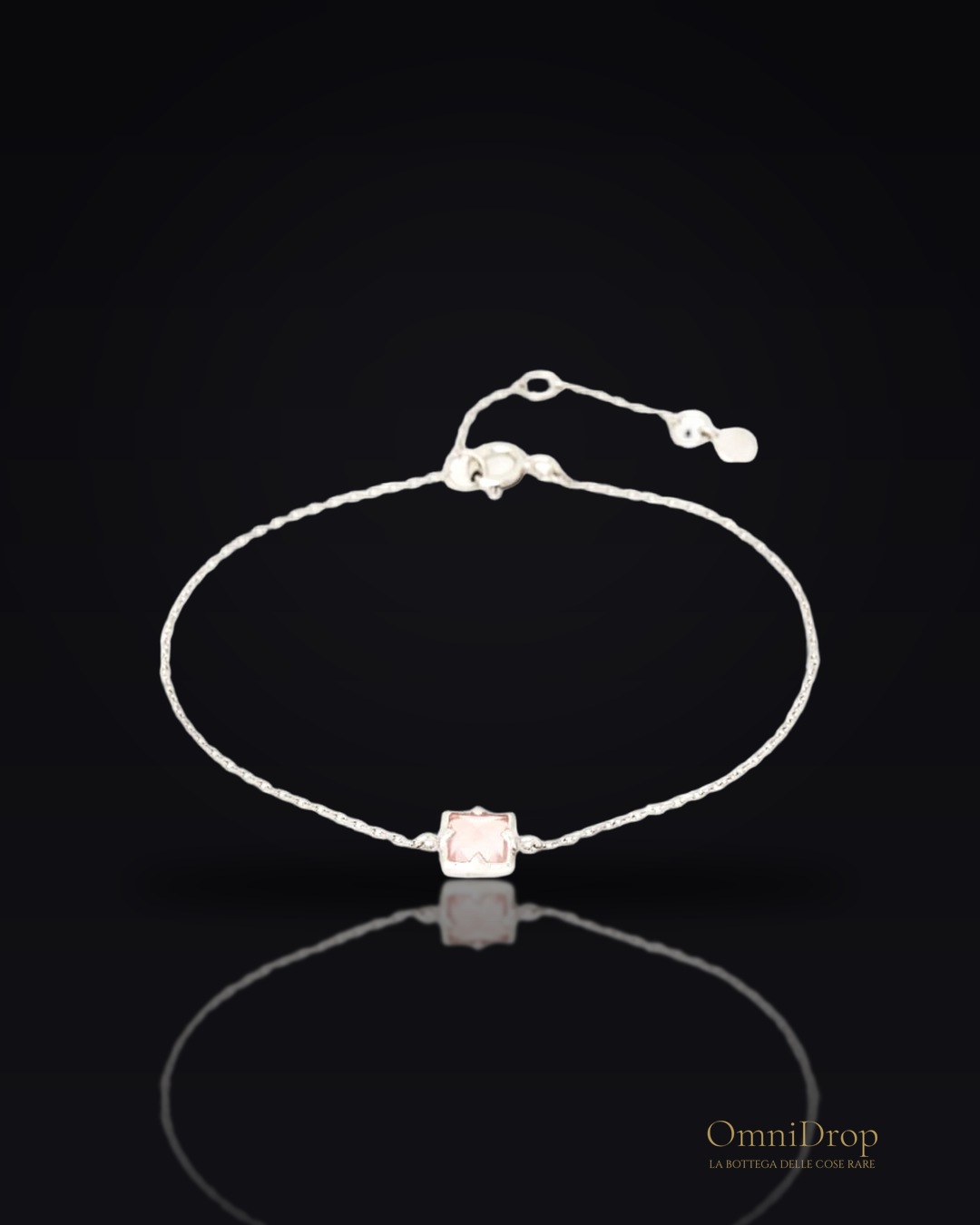 Bracciale Quarzo Rosa Quadrato, Detta Serenità
