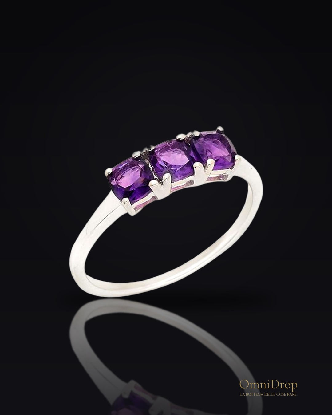 Anello multipietre con ametista viola, per onorare la passione