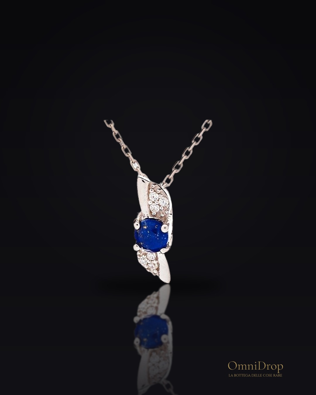 Ciondolo di lapislazzuli blu in argento 925 rodiato, 1, 4 cm, per custodire la serenità