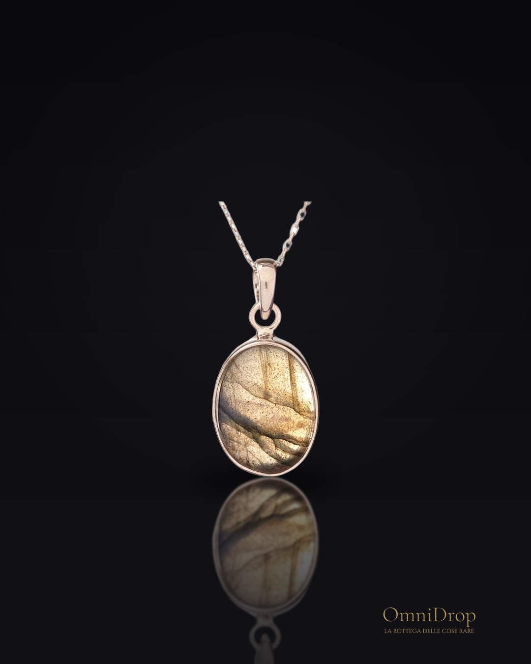 Ciondolo Labradorite Multicolore, Essenza Naturale