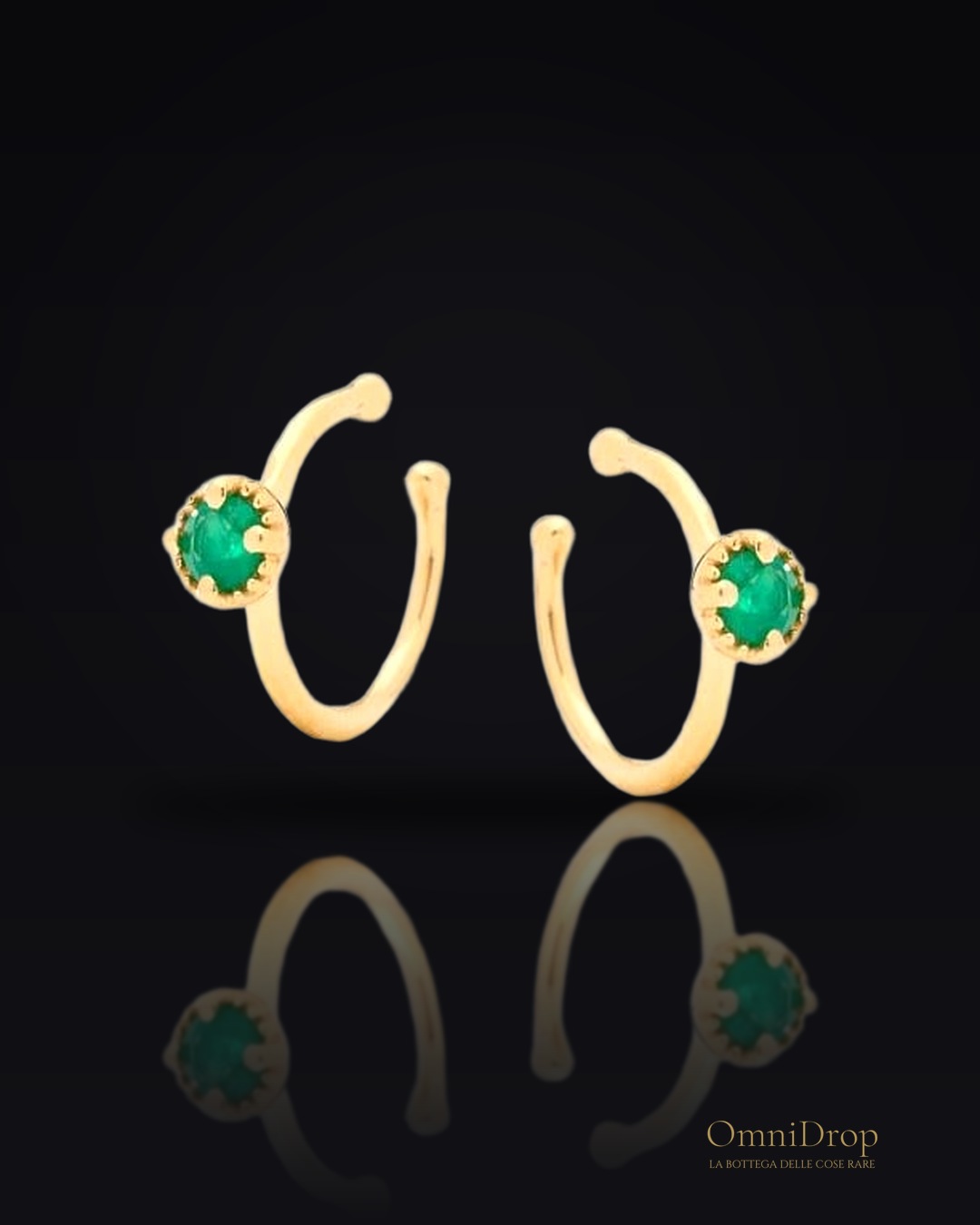 Anello piercing con onice verde, per ricordare la natura